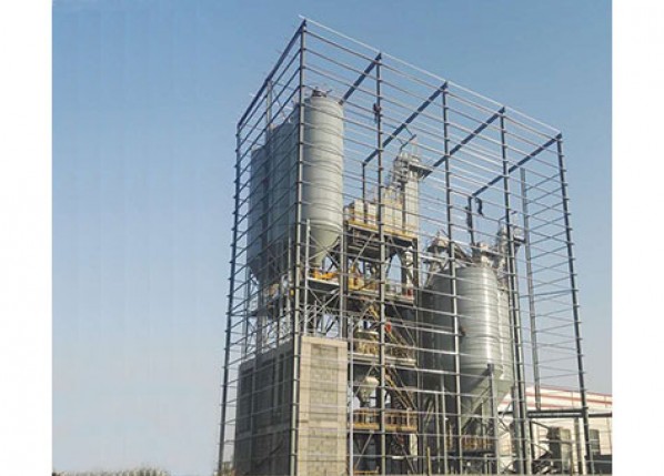 Stepwise dry-mixed mortar production line